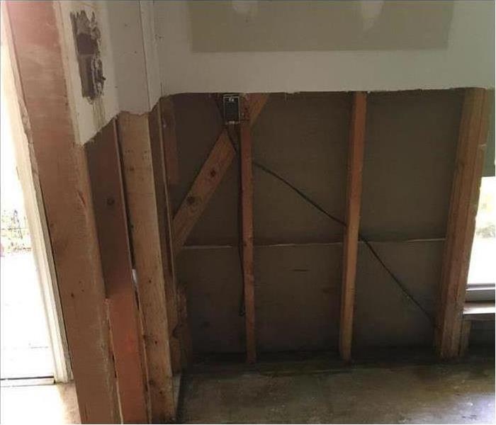 Wall with drywall removed